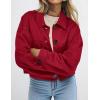 imagePRETTYGARDEN Womens Faux Suede Cropped Jacket Casual Lightweight Fall Fashion 2025 Winter Coats Outerwear Trendy ClothesRed