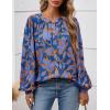 imagePRETTYGARDEN Womens Floral Button Down Blouse 2025 Fall Fashion Dressy Casual Long Sleeve Oversized Shirts Top Boho ClothesBlue