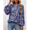 imagePRETTYGARDEN Womens Floral Button Down Blouse 2025 Fall Fashion Dressy Casual Long Sleeve Oversized Shirts Top Boho ClothesBlue