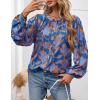 imagePRETTYGARDEN Womens Floral Button Down Blouse 2025 Fall Fashion Dressy Casual Long Sleeve Oversized Shirts Top Boho ClothesBlue