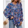 imagePRETTYGARDEN Womens Floral Button Down Blouse 2025 Fall Fashion Dressy Casual Long Sleeve Oversized Shirts Top Boho ClothesBlue