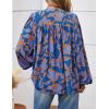 imagePRETTYGARDEN Womens Floral Button Down Blouse 2025 Fall Fashion Dressy Casual Long Sleeve Oversized Shirts Top Boho ClothesBlue