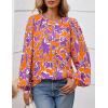 imagePRETTYGARDEN Womens Floral Button Down Blouse 2025 Fall Fashion Dressy Casual Long Sleeve Oversized Shirts Top Boho ClothesOrange