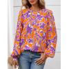imagePRETTYGARDEN Womens Floral Button Down Blouse 2025 Fall Fashion Dressy Casual Long Sleeve Oversized Shirts Top Boho ClothesOrange