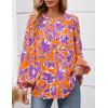 imagePRETTYGARDEN Womens Floral Button Down Blouse 2025 Fall Fashion Dressy Casual Long Sleeve Oversized Shirts Top Boho ClothesOrange