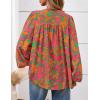 imagePRETTYGARDEN Womens Floral Button Down Blouse 2025 Fall Fashion Dressy Casual Long Sleeve Oversized Shirts Top Boho ClothesRose Red