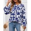imagePRETTYGARDEN Womens Floral Button Down Blouse 2025 Fall Fashion Dressy Casual Long Sleeve Oversized Shirts Top Boho ClothesWhite Blue Floral
