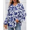 imagePRETTYGARDEN Womens Floral Button Down Blouse 2025 Fall Fashion Dressy Casual Long Sleeve Oversized Shirts Top Boho ClothesWhite Blue Floral