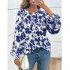 imagePRETTYGARDEN Womens Floral Button Down Blouse 2025 Fall Fashion Dressy Casual Long Sleeve Oversized Shirts Top Boho ClothesWhite Blue Floral