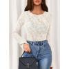 imagePRETTYGARDEN Womens Lace Long Bell Sleeve Tops 2025 Fall Sexy See Through Sheer Floral Blouse Shirt Fitted Going Out OutfitsBeige