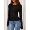 imagePRETTYGARDEN Womens Lace Long Bell Sleeve Tops 2025 Fall Sexy See Through Sheer Floral Blouse Shirt Fitted Going Out OutfitsBlack