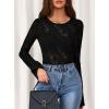 imagePRETTYGARDEN Womens Lace Long Bell Sleeve Tops 2025 Fall Sexy See Through Sheer Floral Blouse Shirt Fitted Going Out OutfitsBlack