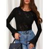 imagePRETTYGARDEN Womens Lace Long Bell Sleeve Tops 2025 Fall Sexy See Through Sheer Floral Blouse Shirt Fitted Going Out OutfitsBlack