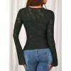 imagePRETTYGARDEN Womens Lace Long Bell Sleeve Tops 2025 Fall Sexy See Through Sheer Floral Blouse Shirt Fitted Going Out OutfitsDark Green