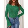 imagePRETTYGARDEN Womens Lace Long Bell Sleeve Tops 2025 Fall Sexy See Through Sheer Floral Blouse Shirt Fitted Going Out OutfitsGreen