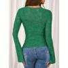 imagePRETTYGARDEN Womens Lace Long Bell Sleeve Tops 2025 Fall Sexy See Through Sheer Floral Blouse Shirt Fitted Going Out OutfitsGreen