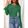 imagePRETTYGARDEN Womens Lace Long Bell Sleeve Tops 2025 Fall Sexy See Through Sheer Floral Blouse Shirt Fitted Going Out OutfitsGreen