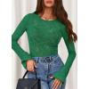 imagePRETTYGARDEN Womens Lace Long Bell Sleeve Tops 2025 Fall Sexy See Through Sheer Floral Blouse Shirt Fitted Going Out OutfitsGreen