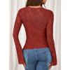 imagePRETTYGARDEN Womens Lace Long Bell Sleeve Tops 2025 Fall Sexy See Through Sheer Floral Blouse Shirt Fitted Going Out OutfitsRed
