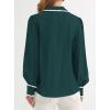 imagePRETTYGARDEN Womens Long Sleeve Button Down Shirts 2025 Trendy V Neck Loose Fit Fall Tops Collared Dressy Casual BlousesDark Green