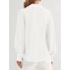 imagePRETTYGARDEN Womens Long Sleeve Button Down Shirts 2025 Trendy V Neck Loose Fit Fall Tops Collared Dressy Casual BlousesWhite
