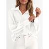 imagePRETTYGARDEN Womens Long Sleeve Button Down Shirts 2025 Trendy V Neck Loose Fit Fall Tops Collared Dressy Casual BlousesWhite