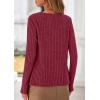 imagePRETTYGARDEN Womens Long Sleeve Shirts 2025 Fall Fashion Clothes Casual Ribbed V Neck Loose Tunic Tops Lightweight SweatersBurgundy