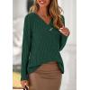 imagePRETTYGARDEN Womens Long Sleeve Shirts 2025 Fall Fashion Clothes Casual Ribbed V Neck Loose Tunic Tops Lightweight SweatersDark Green