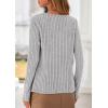 imagePRETTYGARDEN Womens Long Sleeve Shirts 2025 Fall Fashion Clothes Casual Ribbed V Neck Loose Tunic Tops Lightweight SweatersGrey