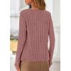 imagePRETTYGARDEN Womens Long Sleeve Shirts 2025 Fall Fashion Clothes Casual Ribbed V Neck Loose Tunic Tops Lightweight SweatersPink