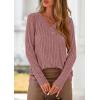 imagePRETTYGARDEN Womens Long Sleeve Shirts 2025 Fall Fashion Clothes Casual Ribbed V Neck Loose Tunic Tops Lightweight SweatersPink