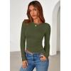 imagePRETTYGARDEN Womens Long Sleeve Shirts 2025 Fall Trendy Crewneck Slim Fit Asymmetrical Going Out Tops Ruched Tee Y2k ClothesArmy Green