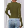 imagePRETTYGARDEN Womens Long Sleeve T Shirts 2025 Fall Trendy Deep V Neck Slim Fit Basic Crop Tops Casual Going Out TopArmy Green