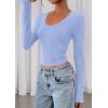 imagePRETTYGARDEN Womens Long Sleeve T Shirts 2025 Fall Trendy Deep V Neck Slim Fit Basic Crop Tops Casual Going Out TopLight Blue