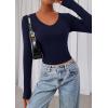 imagePRETTYGARDEN Womens Long Sleeve T Shirts 2025 Fall Trendy Deep V Neck Slim Fit Basic Crop Tops Casual Going Out TopNavy Blue