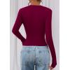 imagePRETTYGARDEN Womens Long Sleeve T Shirts 2025 Fall Trendy Deep V Neck Slim Fit Basic Crop Tops Casual Going Out TopWine Red