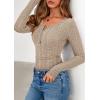 imagePRETTYGARDEN Womens Long Sleeve Tops 2025 Fall Fashion Henley Shirts Slim Fitted Ribbed Knit Tees Blouses Going Out OutfitsLight Khaki