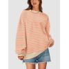 imagePRETTYGARDEN Womens Striped Oversized Sweatshirt Color Block Crew Neck Long Sleeve Casual Loose Pullover Top Y2K ClothesApricot Orange