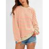 imagePRETTYGARDEN Womens Striped Oversized Sweatshirt Color Block Crew Neck Long Sleeve Casual Loose Pullover Top Y2K ClothesApricot Orange