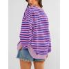 imagePRETTYGARDEN Womens Striped Oversized Sweatshirt Color Block Crew Neck Long Sleeve Casual Loose Pullover Top Y2K ClothesBlue Pink