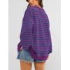 imagePRETTYGARDEN Womens Striped Oversized Sweatshirt Color Block Crew Neck Long Sleeve Casual Loose Pullover Top Y2K ClothesBlue Purple