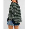 imagePRETTYGARDEN Womens Striped Oversized Sweatshirt Color Block Crew Neck Long Sleeve Casual Loose Pullover Top Y2K ClothesGrey Green Navy