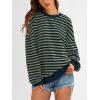 imagePRETTYGARDEN Womens Striped Oversized Sweatshirt Color Block Crew Neck Long Sleeve Casual Loose Pullover Top Y2K ClothesGrey Green Navy