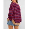 imagePRETTYGARDEN Womens Striped Oversized Sweatshirt Color Block Crew Neck Long Sleeve Casual Loose Pullover Top Y2K ClothesRed Navy