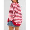 imagePRETTYGARDEN Womens Striped Oversized Sweatshirt Color Block Crew Neck Long Sleeve Casual Loose Pullover Top Y2K ClothesRed White