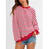 imagePRETTYGARDEN Womens Striped Oversized Sweatshirt Color Block Crew Neck Long Sleeve Casual Loose Pullover Top Y2K ClothesRed White