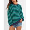 imagePRETTYGARDEN Womens Striped Oversized Sweatshirt Color Block Crew Neck Long Sleeve Casual Loose Pullover Top Y2K ClothesRoyal Blue Green