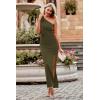 imagePRETTYGARDEN Womens Summer One Shoulder Long Formal Dresses Sleeveless Ruched Bodycon Wedding Guest Slit Maxi DressArmy Green