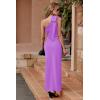 imagePRETTYGARDEN Womens Summer One Shoulder Long Formal Dresses Sleeveless Ruched Bodycon Wedding Guest Slit Maxi DressBright Purple