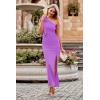 imagePRETTYGARDEN Womens Summer One Shoulder Long Formal Dresses Sleeveless Ruched Bodycon Wedding Guest Slit Maxi DressBright Purple